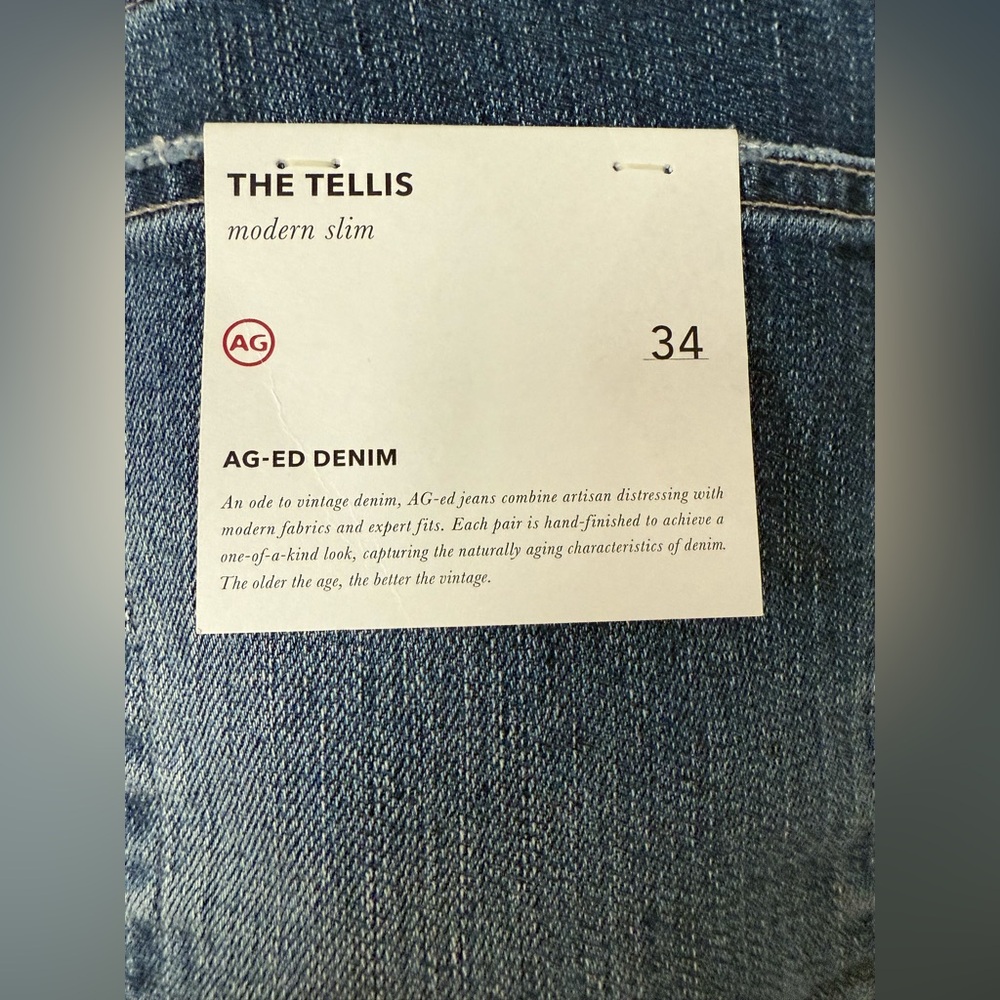 NWT Ag Adriano Goldschmied Tellis AG-ed Men’s Jeans Size 34 Regular - Picture 16 of 16